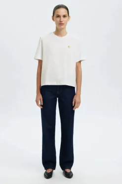 Ella ss emb boxy tee