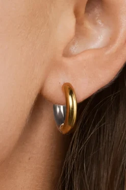 Lyn - Gold and Silver Duo Hoop Earrings - Onesize