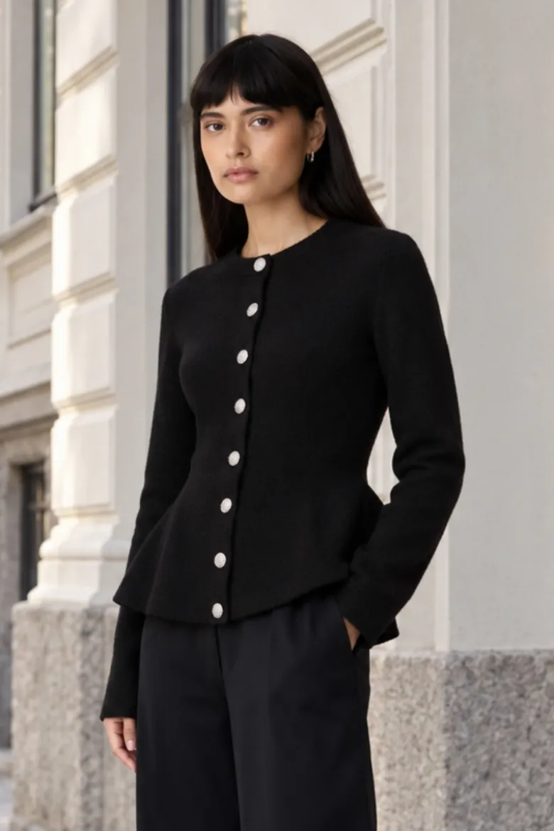 Pimi ls peplum knit cardigan